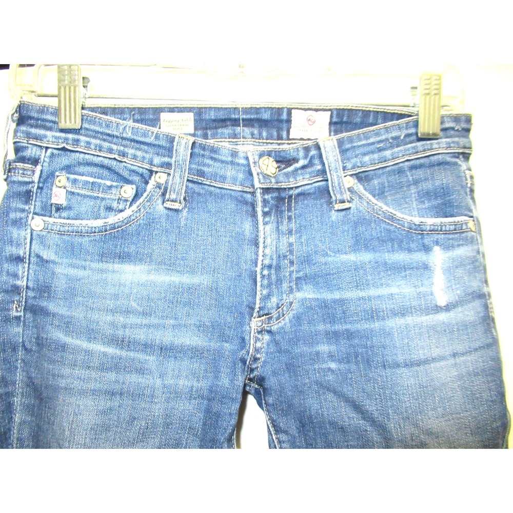 AG Adriano Goldschmied Women's Size 26R Super Skinny Ankle Destroyed Blue Jeans